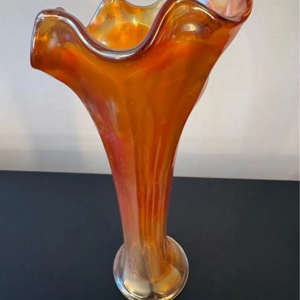 Antique Imperial Marigold Carnival Glass Vase
